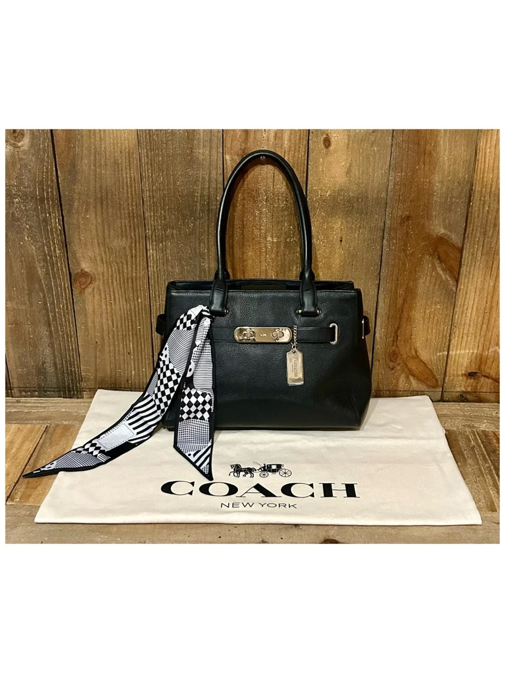 Coach. 5 Piece Set: Swagger Carryall & Free Watch, Wristlet, Scarf & Dust Bag. - Picture 8 of 16